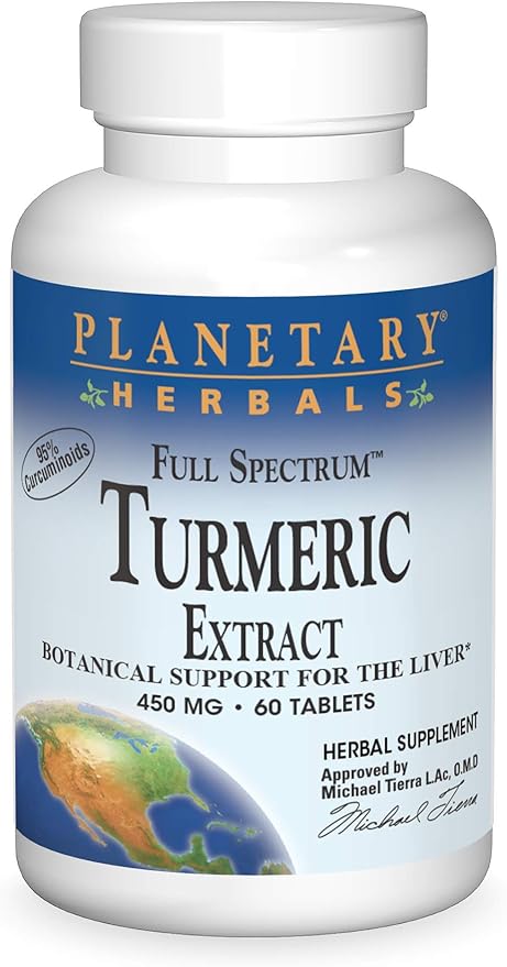 Planetary Herbals Full Spectrum Turmeric Extract Tablets, 450 mg, 60 Count