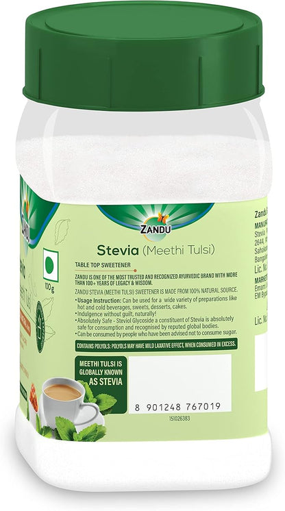 Zandu Stevia Meethi Tulsi Powder- A Healthier Substitute for Sugar, Helps Maintain Healthy Sugar Levels & Healthy Weight (100 g Powder)