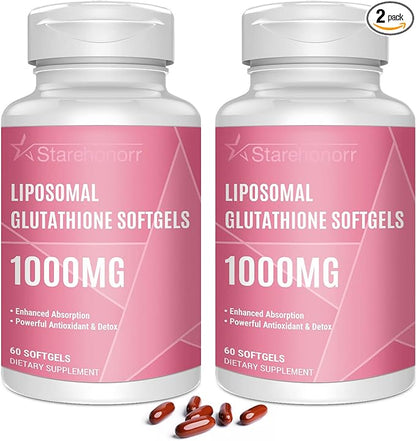 Liposomal Glutathione Softgels 1500MG, Reduced Glutathione Supplement with Vitamin C, Better Absorption, Non-GMO Powerful Antioxidant for Healthy Aging, Detox, Immune Health,120 Softgels