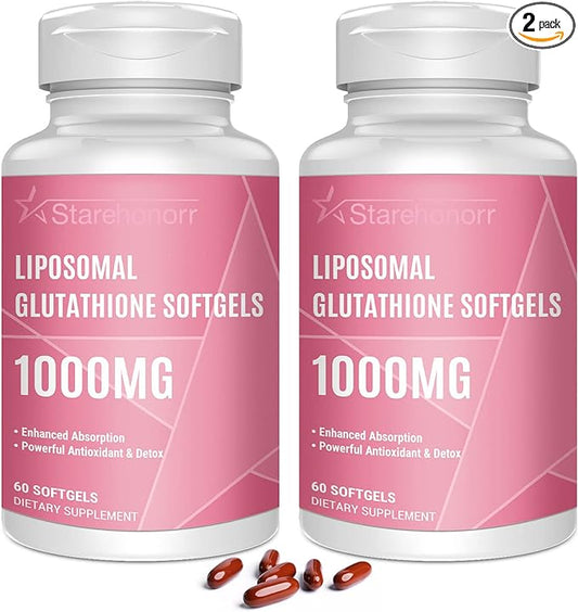 Liposomal Glutathione Softgels 1500MG, Reduced Glutathione Supplement with Vitamin C, Better Absorption, Non-GMO Powerful Antioxidant for Healthy Aging, Detox, Immune Health,120 Softgels