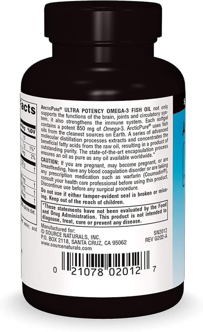 Source Naturals ArcticPure Ultra Potency 850 mg Omega-3 Fish Oil - 30 Softgels