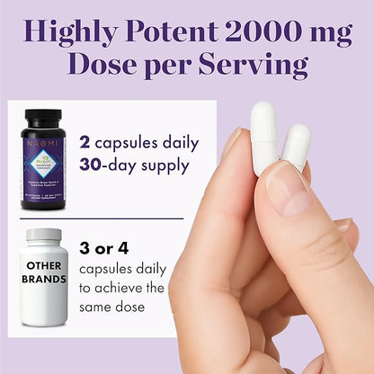 NAOMI Magnesium L-Threonate with 2,000mg Patented Magtein®, High Absorption Elemental Magnesium, Memory Supplement - Brain Health, Focus, Nerve Support, Heart Health, Natural Sleep Aid, 60 Veggie Caps