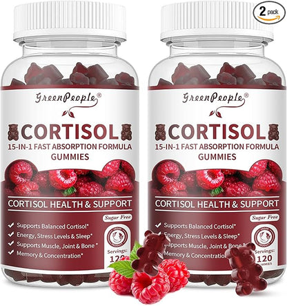 Cortisol Supplements for Women - 15-in- 1 Cortisol Reducer Detox Manager with Ashwagandha/Magnesium/L-theanine/Phosphatidylserine/Vitamin B6 for Mood/Focus & Sleep 120CT-2 Pack
