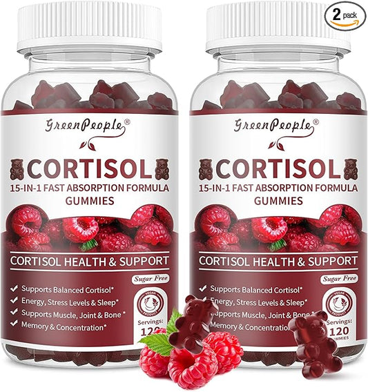 Cortisol Supplements for Women - 15-in- 1 Cortisol Reducer Detox Manager with Ashwagandha/Magnesium/L-theanine/Phosphatidylserine/Vitamin B6 for Mood/Focus & Sleep 120CT-2 Pack