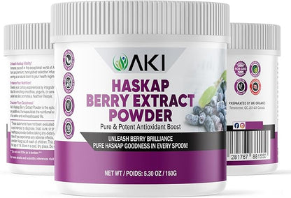 AKI Haskap Berry Extract Powder - Rich in Antioxidants, Vitamin-C & Polyphenols - Extracted from Quality Dried Berries - No Added Artificial Flavors & Coloring - Boosts Energy Level (5.30Oz/150g)