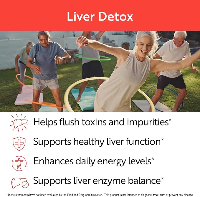 Liver Detox with 360 mg Milk Thistle Supplement with Alpha Lipoic Acid, Choline and NAC, Supports Healthy Liver Function, 60 Veggie Caps
