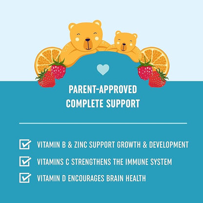 Kids Multivitamin Gummies | Vitamins A, B, C, D & Zinc for Immunity, Growth & Development | Daily Multivitamins for Children Ages 2+ | Non-GMO, Third-Party Tested Mixed Fruit Supplement | 60 Gummies