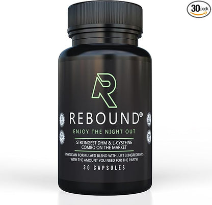 REBOUND Party Support Capsules | Featuring DHM, N-Acetyl Cysteine, and Milk Thistle | Made in The USA | Vegan, Non-GMO, 30 Count