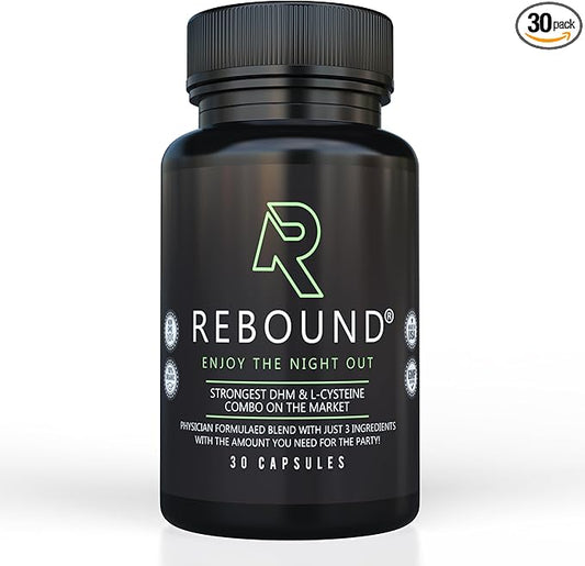 REBOUND Party Support Capsules | Featuring DHM, N-Acetyl Cysteine, and Milk Thistle | Made in The USA | Vegan, Non-GMO, 30 Count