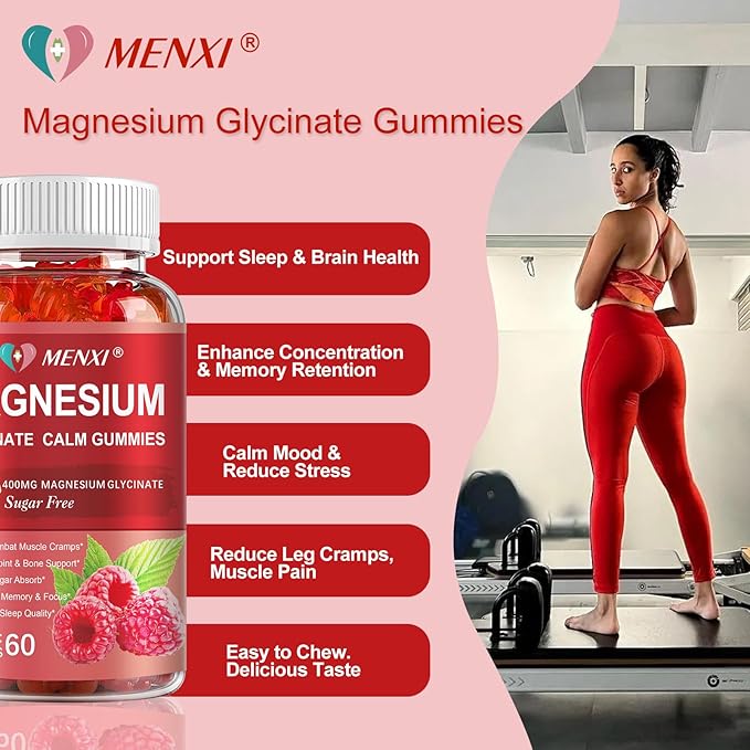 Magnesium Gummies 600mg per Serving-Magnesium Glycinate 400mg and Magnesium Malate 200mg,Sugar Free Magnesium Potassium Supplement for Calm Mood, Muscle, Bone & Sleep Support,60 Raspberry Gummies
