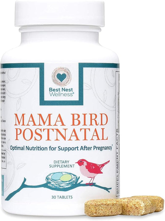Best Nest Wellness Mama Bird Postnatal Vitamins for Breastfeeding and Postpartum, Whole Food Organic Blend, Methylated Vitamins, Vegan, Once Daily, 30 Ct