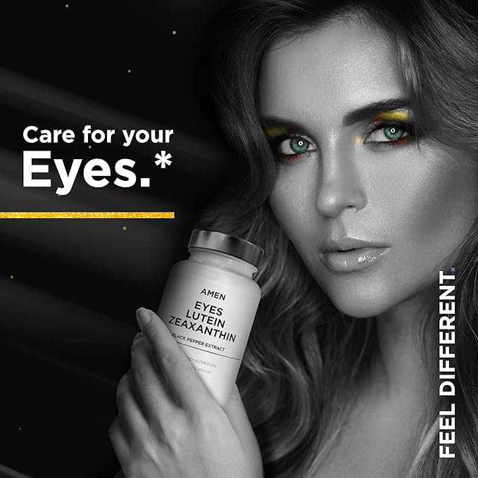 Amen Eyes Lutein Zeaxanthin Supplement - Eyes Vitamins - Lutein and Zeaxanthin from Marigold Extract, Red Beet Root Powder, Black Pepper Fruit Extract - 3-Month Supply Eye Care - Non-GMO - 90 Capsules