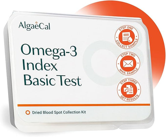 ALGAECAL Omega 3 Finger Test Kit – Easy Home Test Kit with Pre-Paid Return Envelope, Quick & Hassle-Free Certified Lab-Verified Results for Accurate Omega-3 Levels, Made in USA