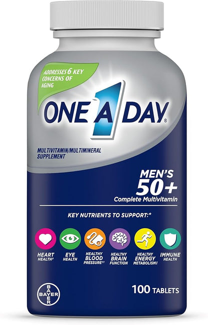 One A Day Men’s 50+ Multivitamins, Supplement with A, C, D, E and Zinc for Immune Health*, Calcium & More, 100 Tablets