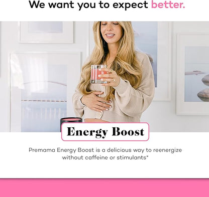 Premama Energy Boost For All Pregnancy Stages, Caffeine-Free, Stimulant-Free Energy, Gluten-Free, Vegetarian, Watermelon Flavor, 28 Single Serve Packets