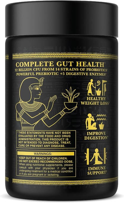 Ambrosia Flora Digestive Enzymes with Probiotics and Prebiotics, Plant Based Gut Health Supplement, 32 Billion CFU, Vegan Probiotic for Digestive Health (30 Servings)