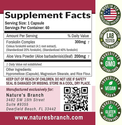 Ultra Pure Forskolin for Weight Management Maximum Strength | Coleus Forskohlii Root Extract Powder, 40% Standardized Lean Supplement for Men & Women | Premium Extreme Boost Complex - 60 Capsules