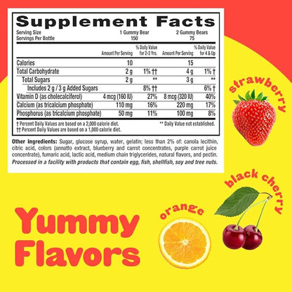 L’il Critters Calcium + D3 Daily Gummy Supplement for Kids, for Bone Support, Orange, Strawberry & Paw Patrol Gummy Vites Daily Gummy Multivitamin for Kids, Vitamin C, D3 for Immune Support Cherry