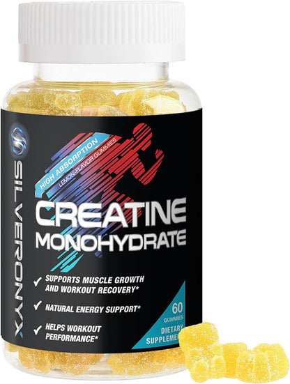 Creatine Monohydrate Gummies 2000mg for Men & Women, Sugar Free Chewables Creatine Monohydrate Pre-Workout Supplement Supports Muscle Recovery, Performance and Strength - Lemon Flavor - 60 Count