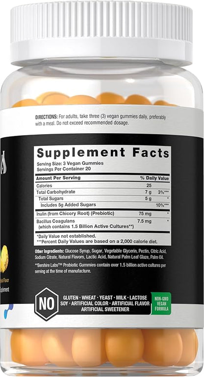 Horbäach Probiotic Gummies | 60 Count | 1.5 Billion with Prebiotic | Adult Supplement for Women and Men | Doctor Formulated | Tropical Flavor | Vegan, Non-GMO, and Gluten Free | Berkshire Labs