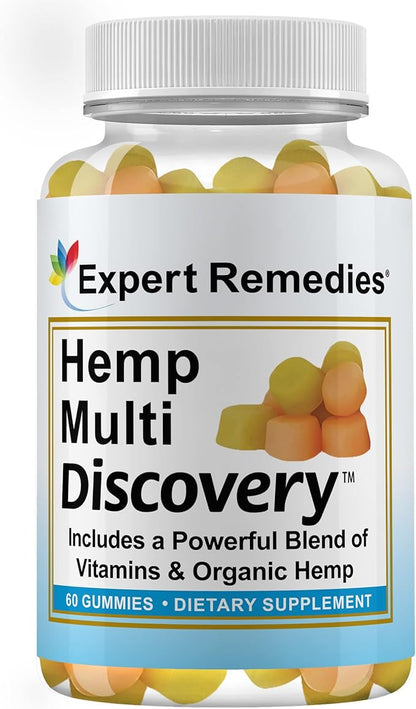 Natural Hemp Multivitamin Gummies for Pain, Sleep and Stress Relief, No Harmful Dyes, Transparent Hemp Oil Dosage, Non-Habit Forming, Natural Alternative - Gluten-Free, Non-GMO - 30 Servings