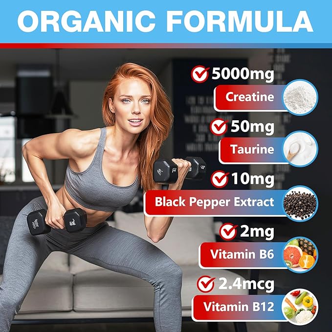 Creatine Monohydrate Gummies, Pre-Workout Chewables Supplement for Women and Men, Creatine Monohydrate with Taurine & B6 - for Muscle, Strength, Endurance & Energy, Vegan (Berry, 60 Gummies)