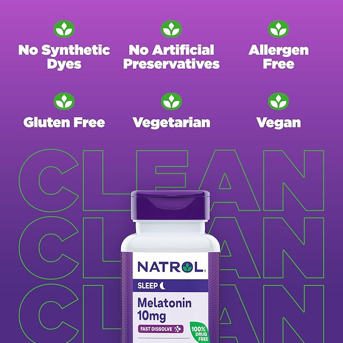 Natrol Fast Dissolve Melatonin 10 mg, Melatonin Supplements for Restful Sleep, Sleep Support for Adults, 75 Strawberry-Flavored Tablets, Up to a 75 Day Supply