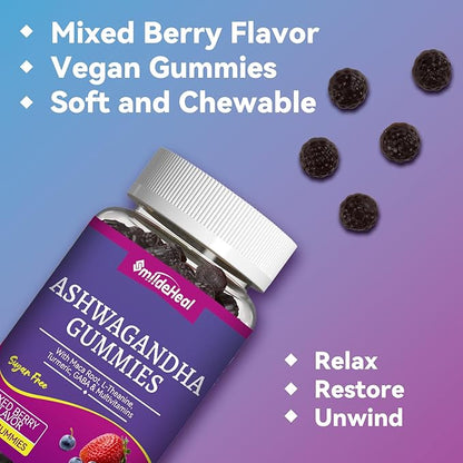 Ashwagandha Gummies 3000mg - Stress Relief & Increased Energy - Ashwagandha Supplements for Women & Men - Natural Mixed Berry Flavor (120 Count)