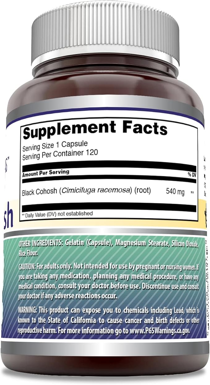 Amazing Formulas Black Cohosh 540 Mg per Serving 120 Capsules Supplement | Non-GMO | Gluten-Free | Made in USA