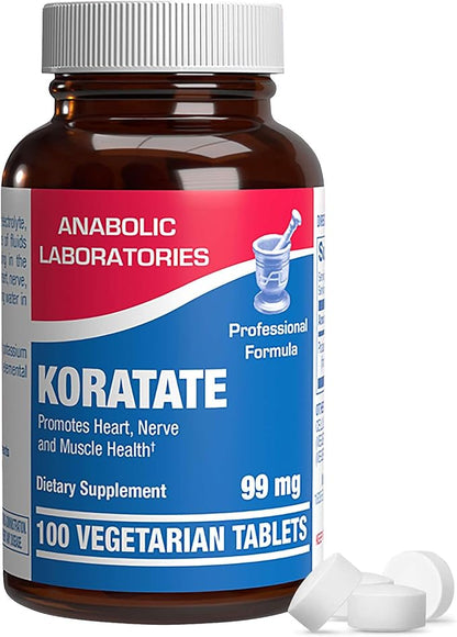 Potassium Supplement 99 mg - 100 Vegetarian Tablets of Potassium Gluconate - Promotes Heart, Nerve, and Muscle Health - Koratate