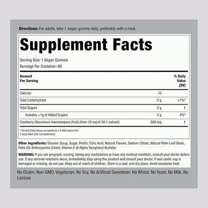 Piping Rock Cranberry Gummies | 60 Count | Cranberry Mango Flavor | Cleansing Supplement | Vegan Gummy | Non-GMO, Gluten Free
