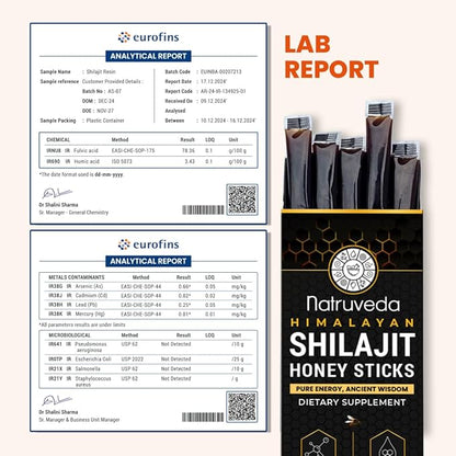 Natruveda Shilajit Honey Sticks – Pure Himalayan Resin + Raw Honey & Saffron | 30 Daily Sticks | Better Than Gummies, Capsules & Resin | Energy, Stamina & Performance Support