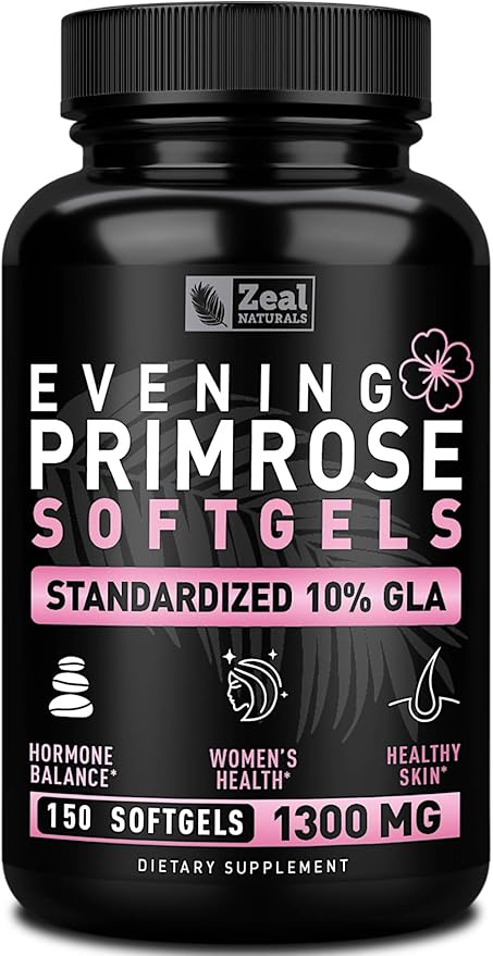 Evening Primrose Oil Capsules (150 Liquid Softgels | 1300mg) Premium Evening Primrose Oil – Natural-Sourced Hormone Support Supplement for Women - Cold Pressed w. 10% GLA