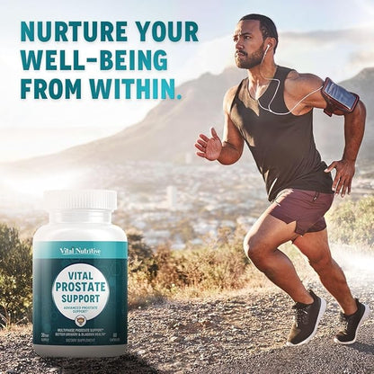 Vital Prostate Support Supplement for Men – Multiphase Herbal Formula with Saw Palmetto, Beta-Sitosterol & Zinc – Urinary Flow, Bladder Comfort & Prostate Health Supplements for Men – 90 Day Supply