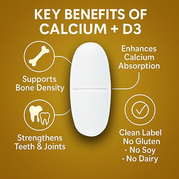 Spring Valley Calcium 600 mg Plus Vitamin D3, 250 Coated Tablets. Bone Health Support Supplement. 800 IU Vitamin D per Tablet Bundle with 45 Diabetes Decoded
