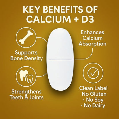 Spring Valley Calcium 600 mg Plus Vitamin D3, 250 Coated Tablets. Bone Health Support Supplement. 800 IU Vitamin D per Tablet Bundle with 45 Diabetes Decoded