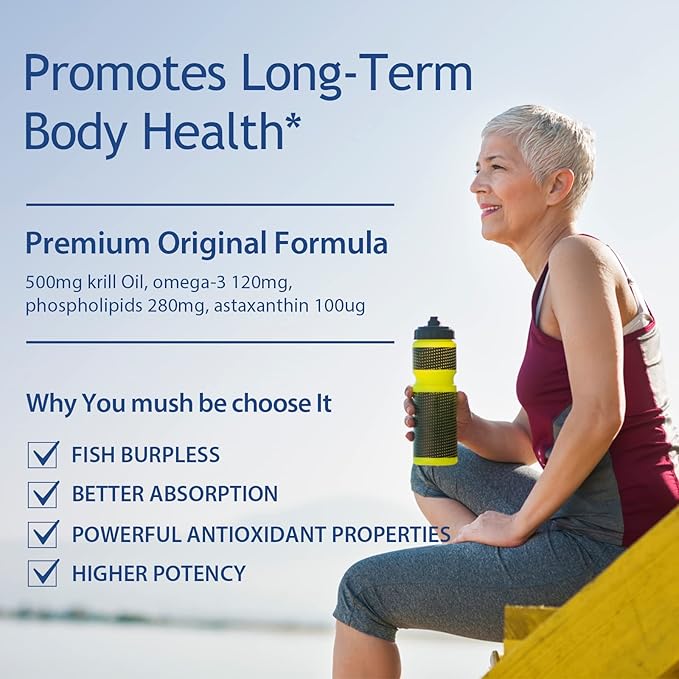 Dr.Brian Antarctic Krill Oil 500mg Omega 3 Fatty Acid Supplement, DHA & EPA & Astaxanthin Krill Oil Omega 3 Support Heart Health, Non-GMO, 90 Softgels