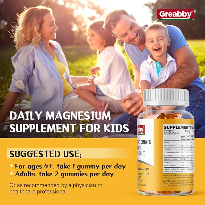 Magnesium Glycinate Gummies for Kids & Adults - Magnesium Glycinate 300mg Chewable Supplement - Promotes Sleep, Muscle, Relaxation (120Count)