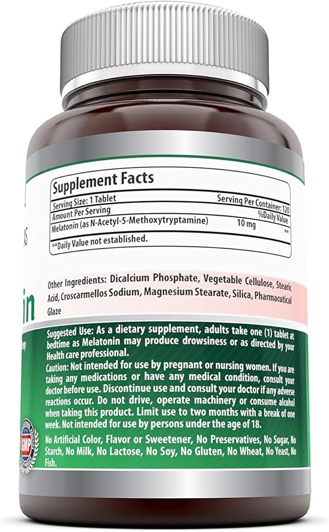 Amazing Formulas Melatonin 10mg Tablets Supplement | Helps Regulate Sleep Cycle | Non GMO | Gluten Free | Made in USA (120 Count | 3 Pack)