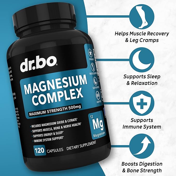 Magnesium Complex Supplement Capsules 500mg - Support Energy, Relaxation - Zinc Supplements 50mg Tablets - Pure Zinc 50mg Oxide Citrate