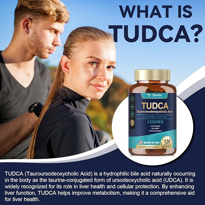 (Pack of 2 TUDCA Supplement 1200mg (Tauroursodeoxycholic Acid), 120 Capsules, Ultra Strength Pure TUDCA Bile Salts Liver Supplements, Liver and Gallbladder Cleanse & Repair, Vegan