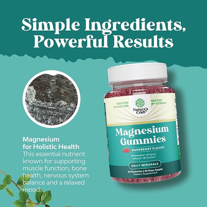 Extra Strength Calm Magnesium Gummies for Adults - Relaxing Magnesium Citrate Gummies with Elemental Mag - Sleep Aid Soft Chews Raspberry Flavored - Body & Mind Relaxation - 60 Count