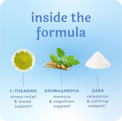 Calming Ashwagandha Gummies for Teens | Stress Relief Supplement with Theanine, GABA, Chamomile & Lemon Balm Calm Sleep Gummies | Natural Raspberry Flavor, Non-GMO, Third-Party Tested | 60 Ct