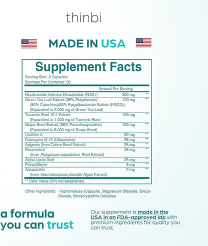 NAD Supplement 8457 mg Extra Strength NMN Alternative Liposomal, Green Tea + Astaxanthin for Women & Men, Resveratrol, CoQ10, Alpha Lipoic Acid – Energy Anti-Aging,Cell Regeneration –30-Day