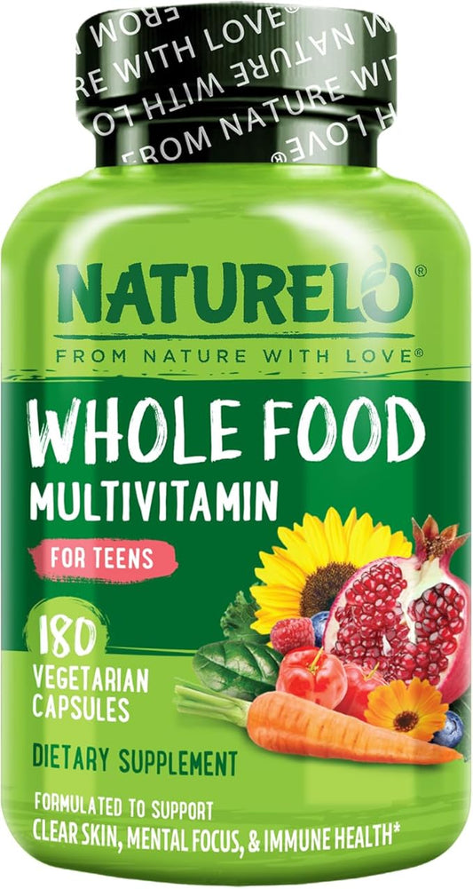 NATURELO Teen Multivitamin - Whole Food Multivitamin - with Minerals for Teenage Boys & Girls - Supplement for Active Kids - Non-GMO - Vegan & Vegetarian - 180 Capsules