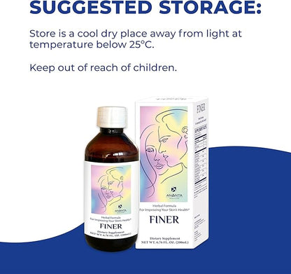 Finer Skin Health Supplement Liquid Supplement, Natural Formula, 6.76 Oz