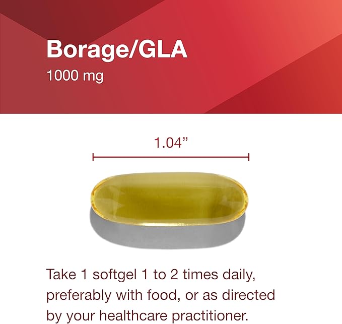 PROTOCOL FOR LIFE BALANCE Borage/GLA 1,000mg - 240mg GLA - Expeller-Pressed & Hexane-Free - Support Normal Immune Function - Borage Seed Oil - Dairy & Soy Free - 60 Softgels