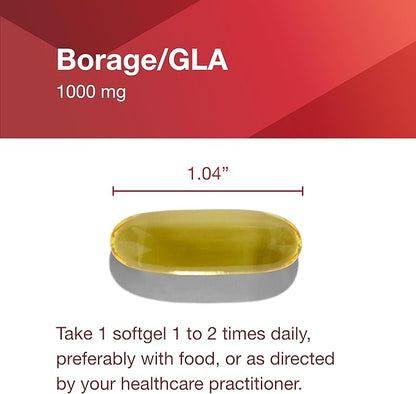 PROTOCOL FOR LIFE BALANCE Borage/GLA 1,000mg - 240mg GLA - Expeller-Pressed & Hexane-Free - Support Normal Immune Function - Borage Seed Oil - Dairy & Soy Free - 60 Softgels