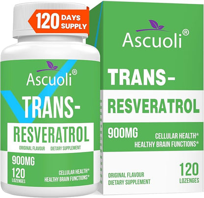 Sublingual Trans-Resveratrol Purity 99%, 3-in-1 Advanced Formula Resveratrol Supplement for Boost NAD+, Immune & Energy Support, Anti-Aging, Skin & Overall Health, 120 Lozenge (120-Day Supply)