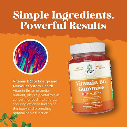 Potent Vitamin B6 Gummies for Adults - Vitamin B6 50mg Per Serving Gummy Vitamins for Women and Men for Immune Nerve and Mood Support - Vegan Kosher B6 Vitamins Gummies for Women and Men - 90 count